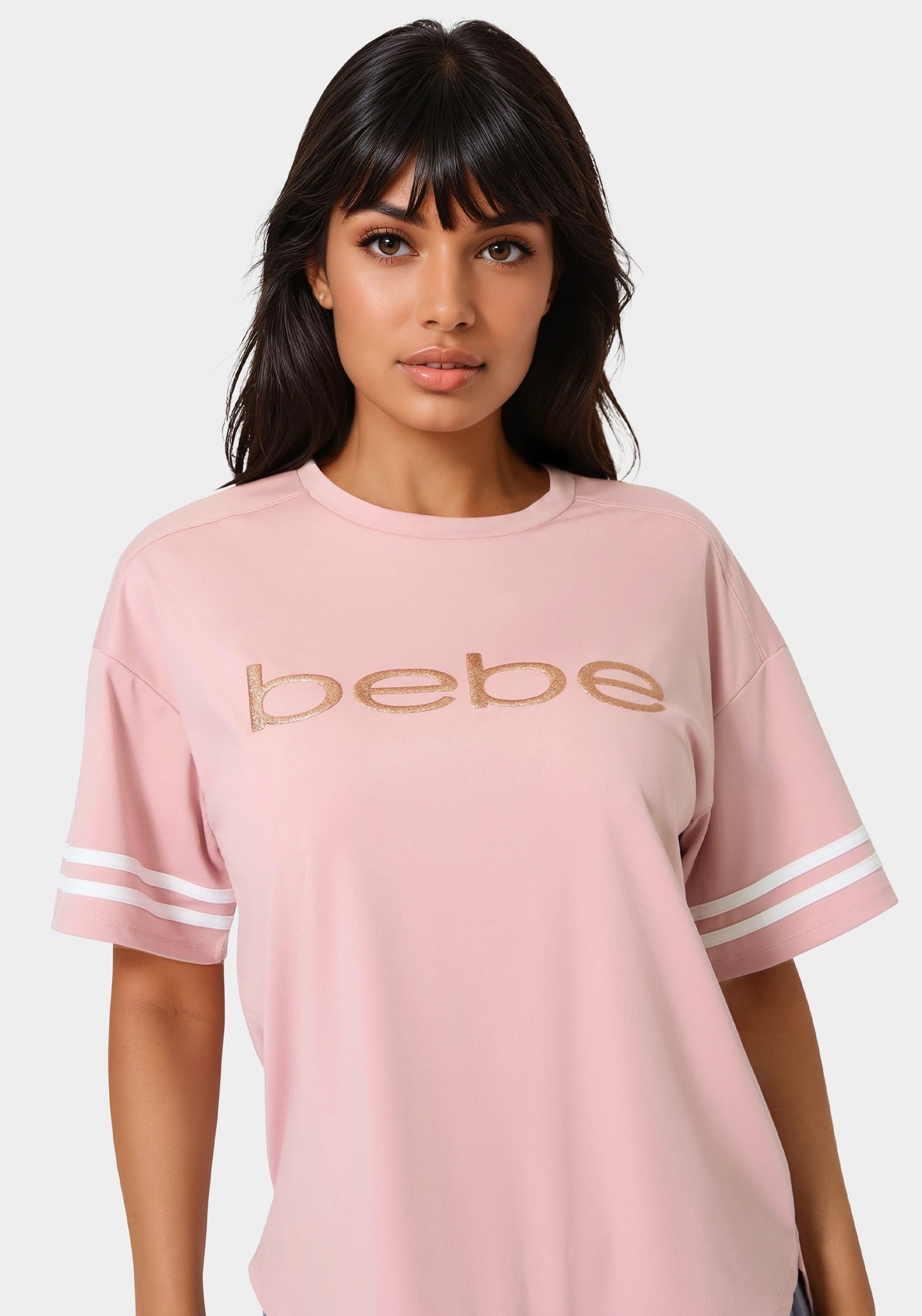Curved Hem Active Top With Glitter Logo