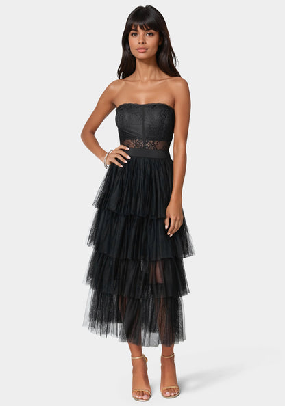 Tulle Corset Midi Dress