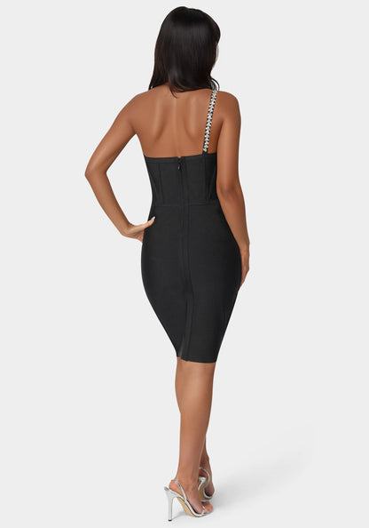 Embellished Crystal Corset Bandage Dress