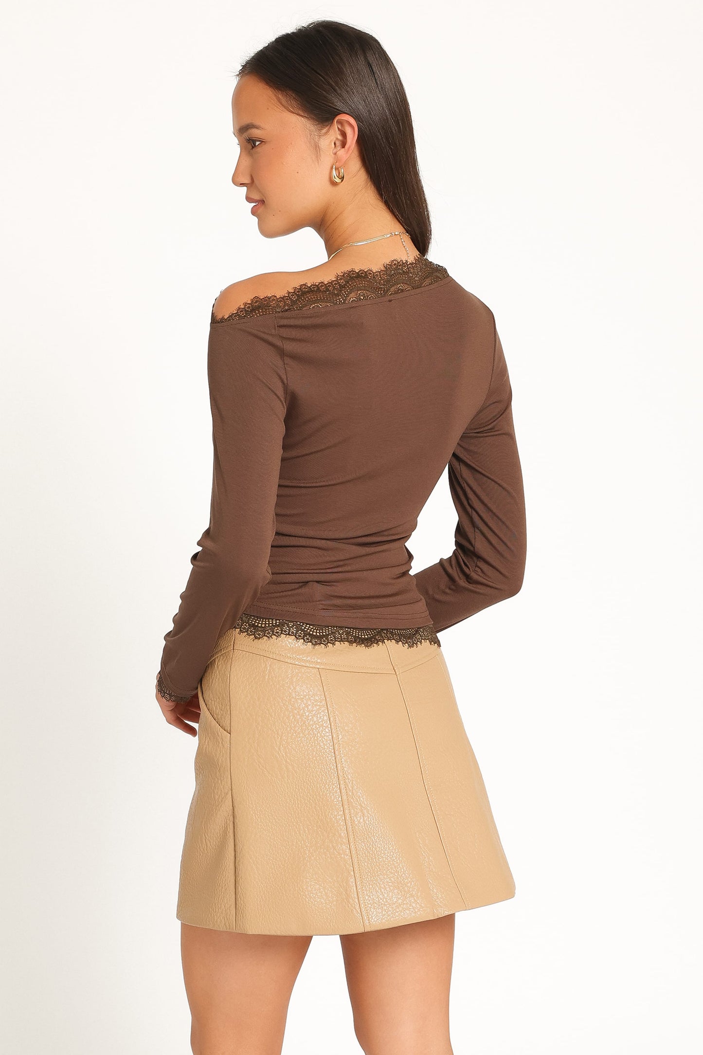 Ardella Vegan Leather Mini Skirt - Mocha