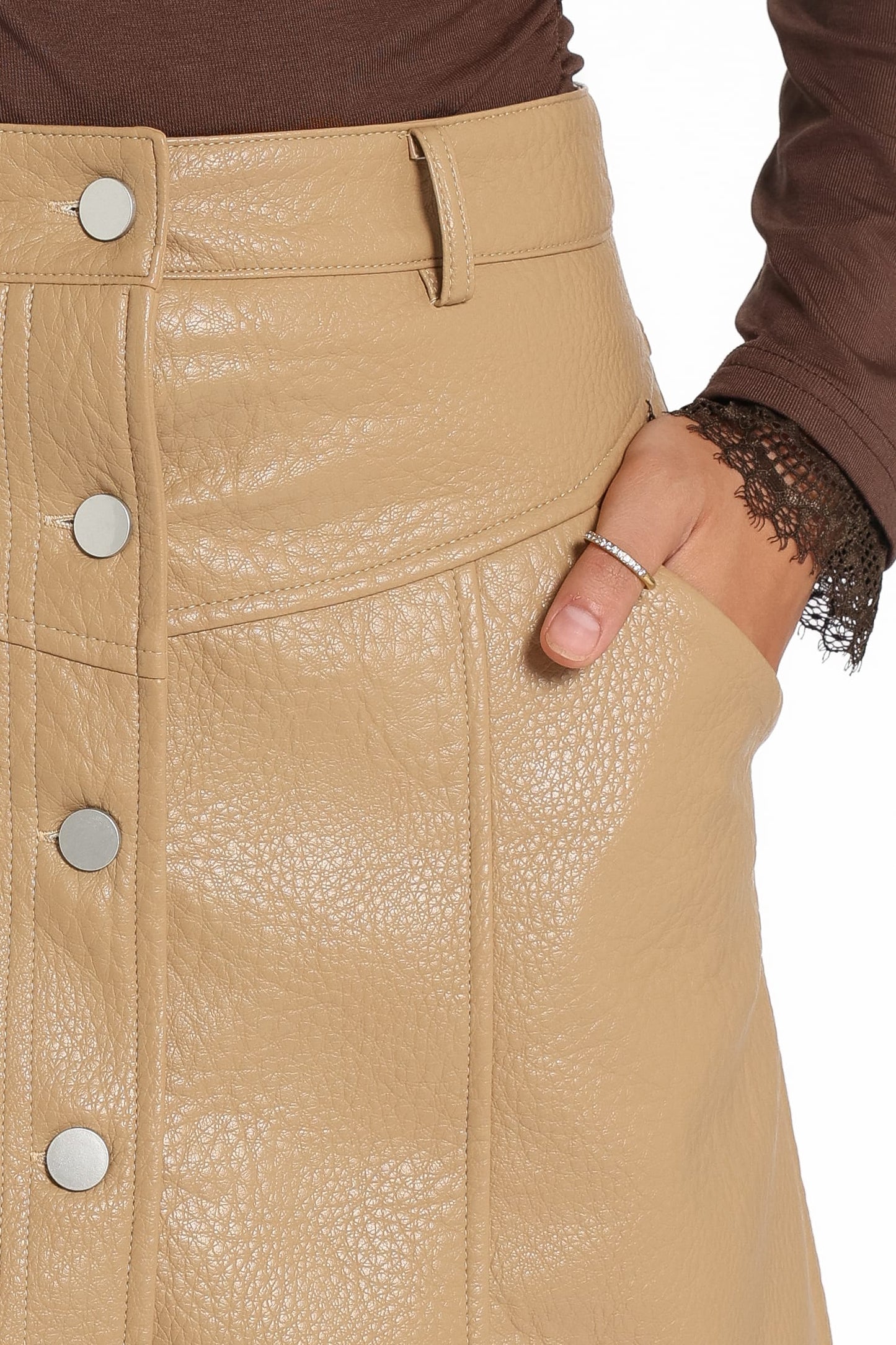 Ardella Vegan Leather Mini Skirt - Mocha