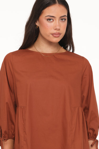 Arthur Long Sleeve Mini Dress - Camel