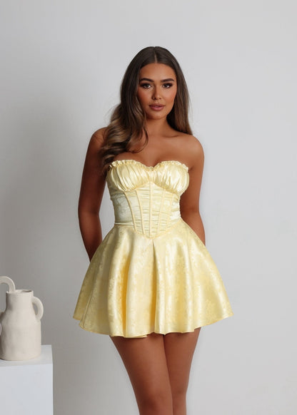 Heartstopper Strapless Mini Dress - Yellow