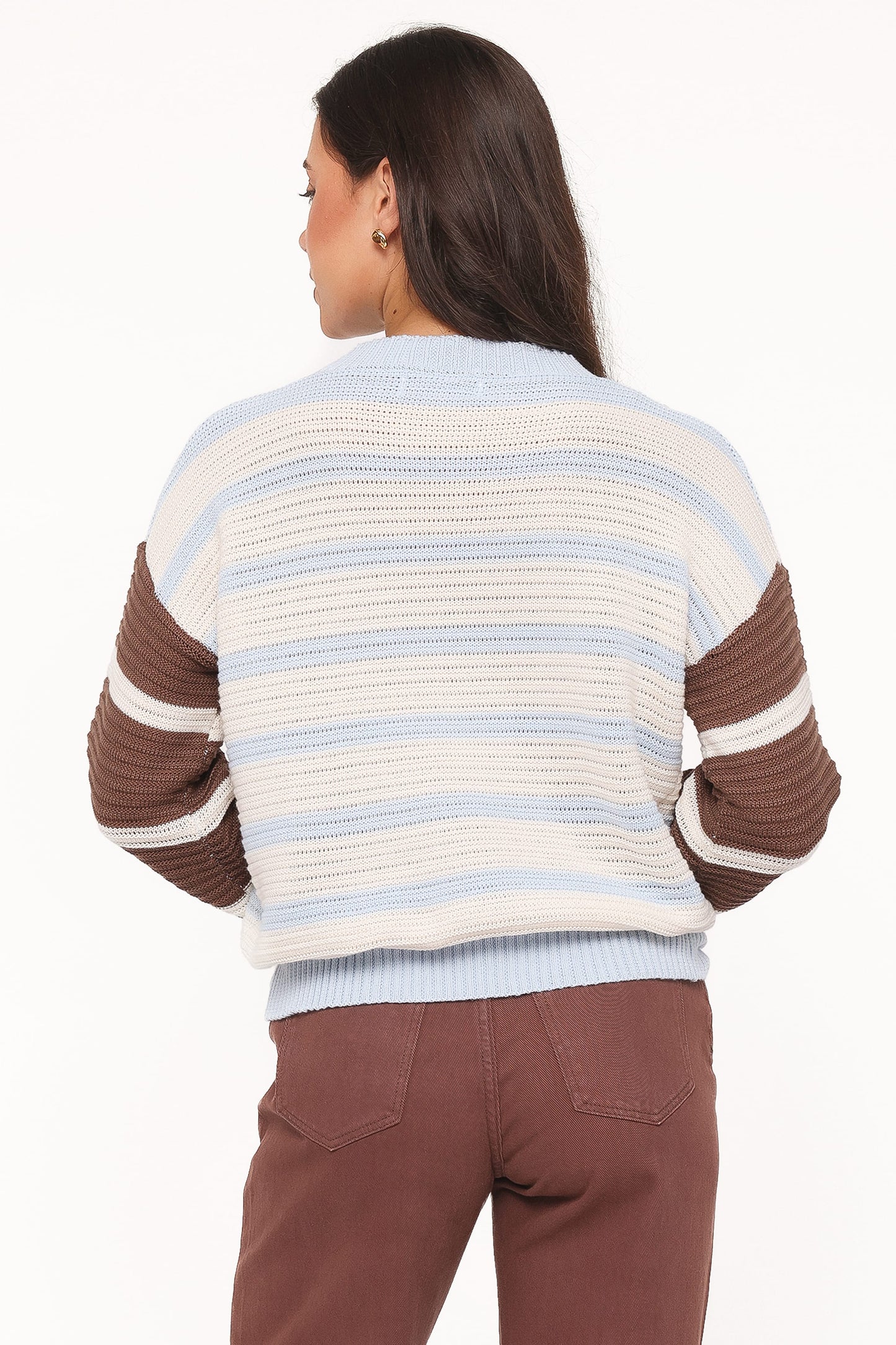 Anicia Colorblock Stripe Sweater - Chocolate Blue