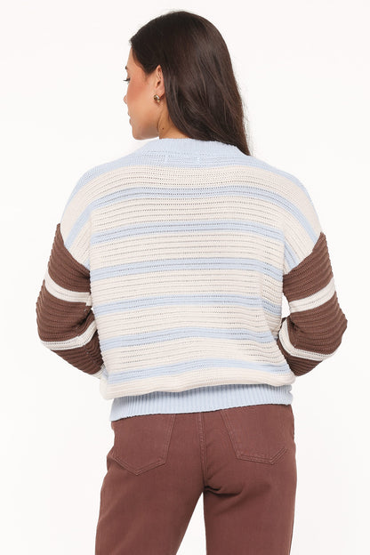 Anicia Colorblock Stripe Sweater - Chocolate Blue
