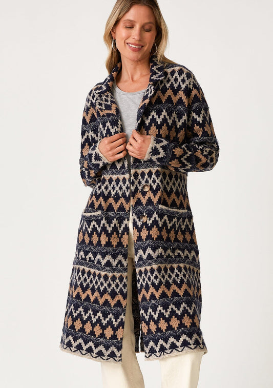 Alex Chevron Jacquard Coatigan