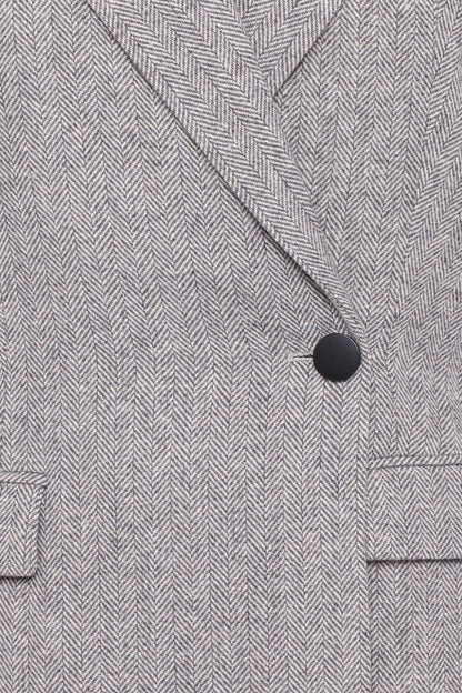 Brookes Double Breasted Blazer - Grey Houndstooth