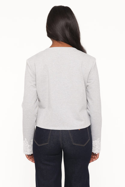 Cinzia Cropped Ponte Jacket - Heather Grey