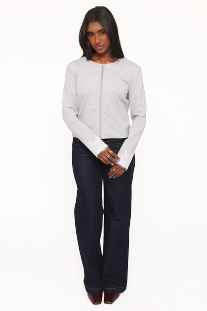Cinzia Cropped Ponte Jacket - Heather Grey