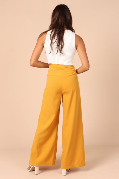 Annie High Waisted Wide Leg Pants - Mustard