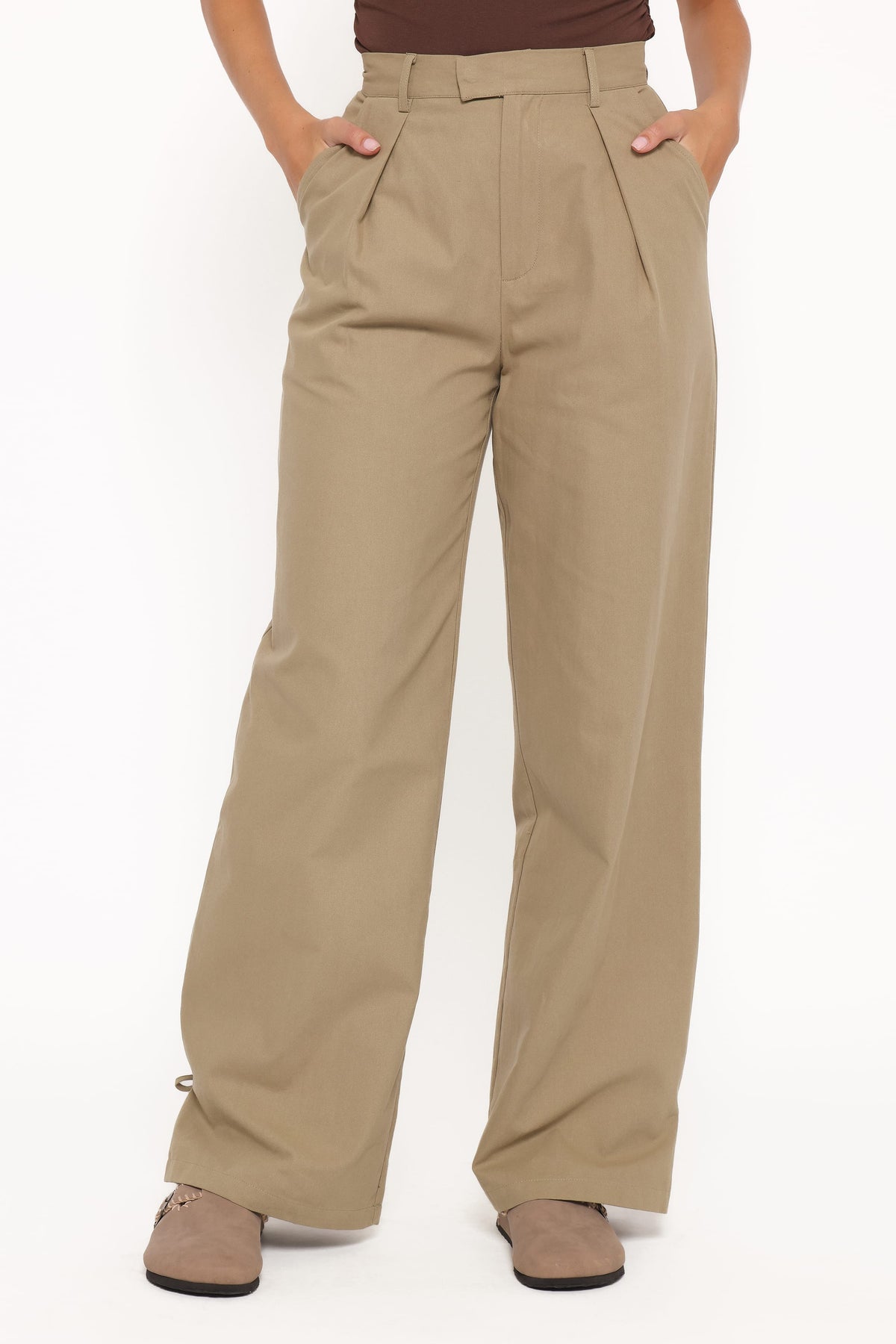Asher Tie Detail Tapered Leg Pants - Olive