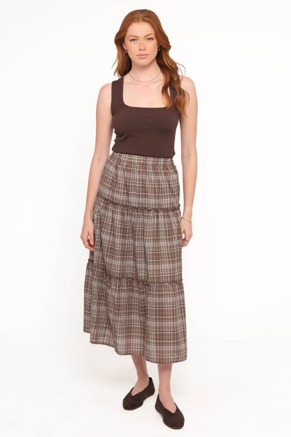 Campbell Tiered Maxi Skirt - Juno Check