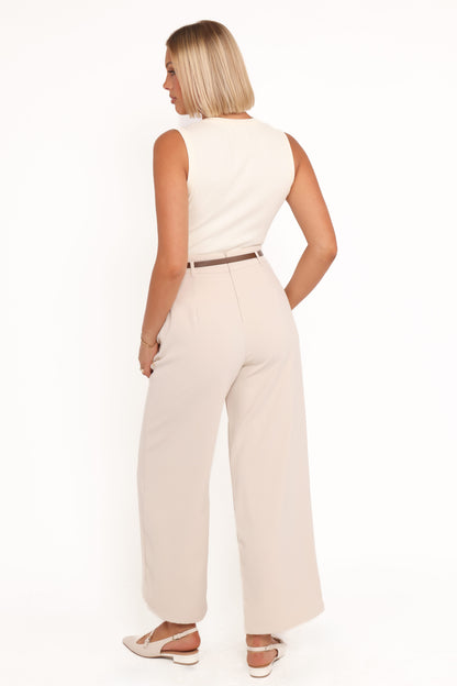 Ceres Belted Wide Leg Pant - Stone