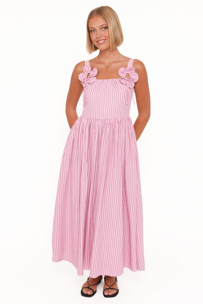 Alden Maxi Dress - Pink/White Stripe