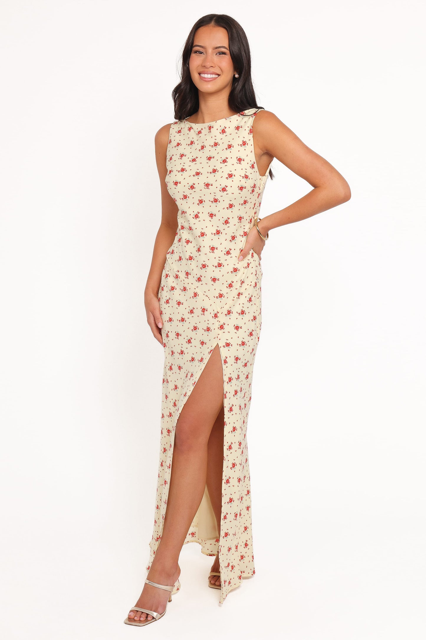 Alima Sleeveless Maxi Dress - Yellow Floral