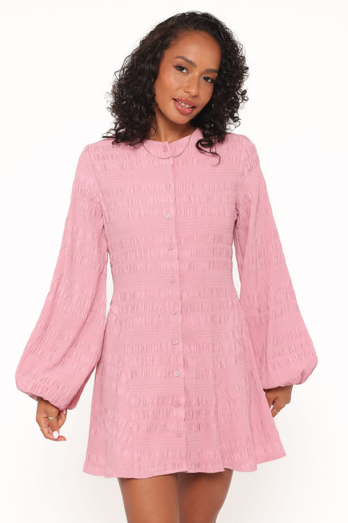 Amaya Long Sleeve Mini Dress - Pink