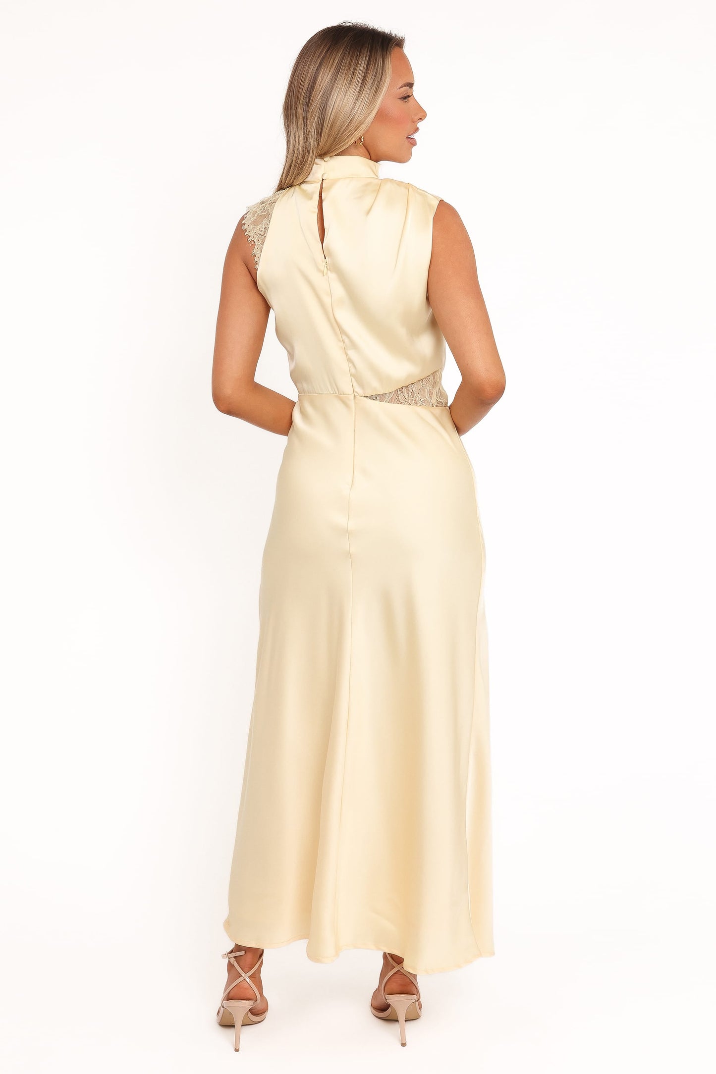Anabelle Halter Neck Lace Maxi Dress - Butter Yellow