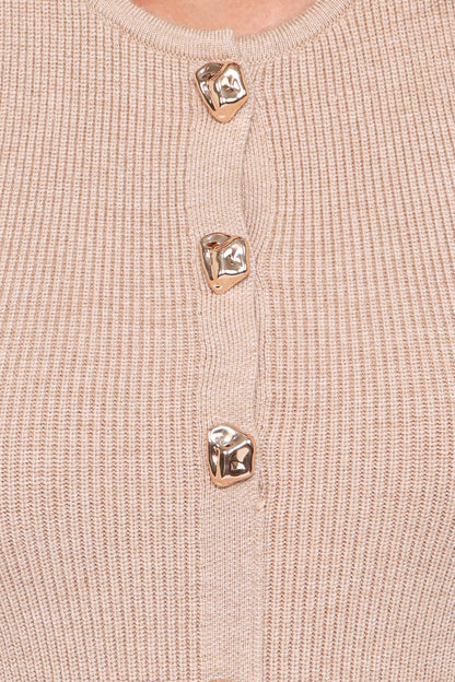 Aspen Button Up Knit Dress - Oatmeal