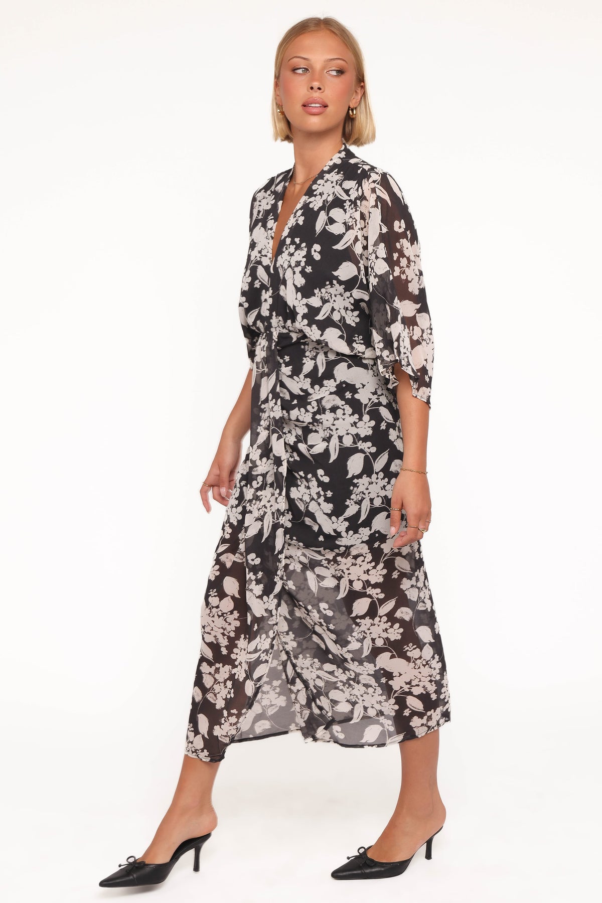 Audrina Maxi Dress - Black Floral