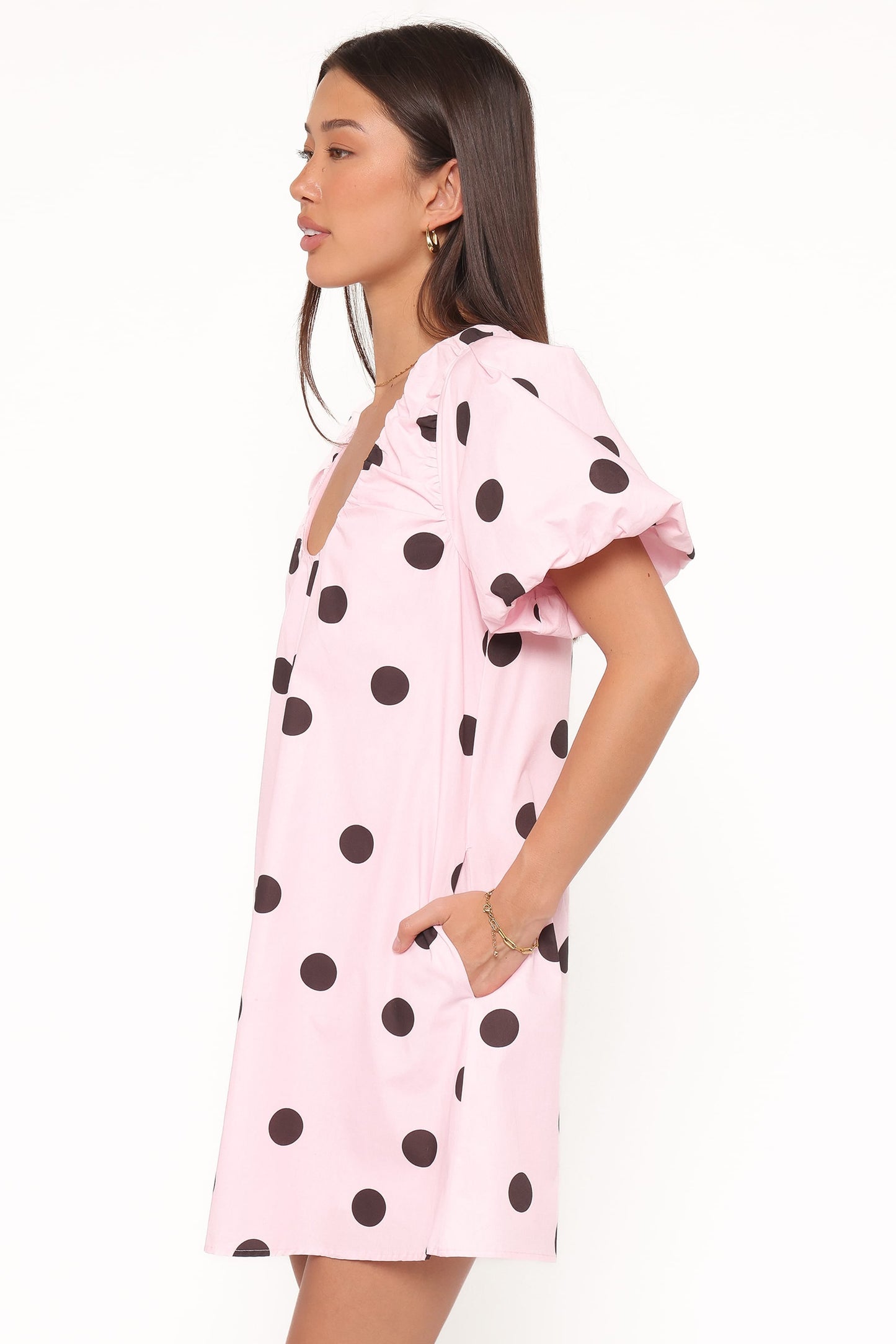 Bertine Mini Dress - Pink Polka Dot
