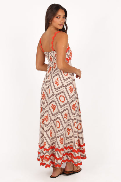 Briella Maxi Dress - White/Orange