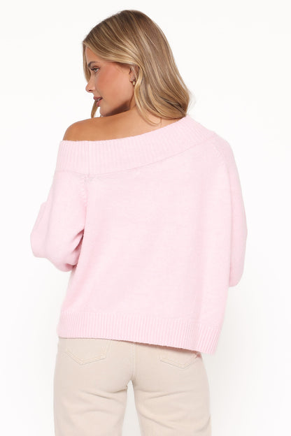Ailis Off Shoulder Sweater - Pink