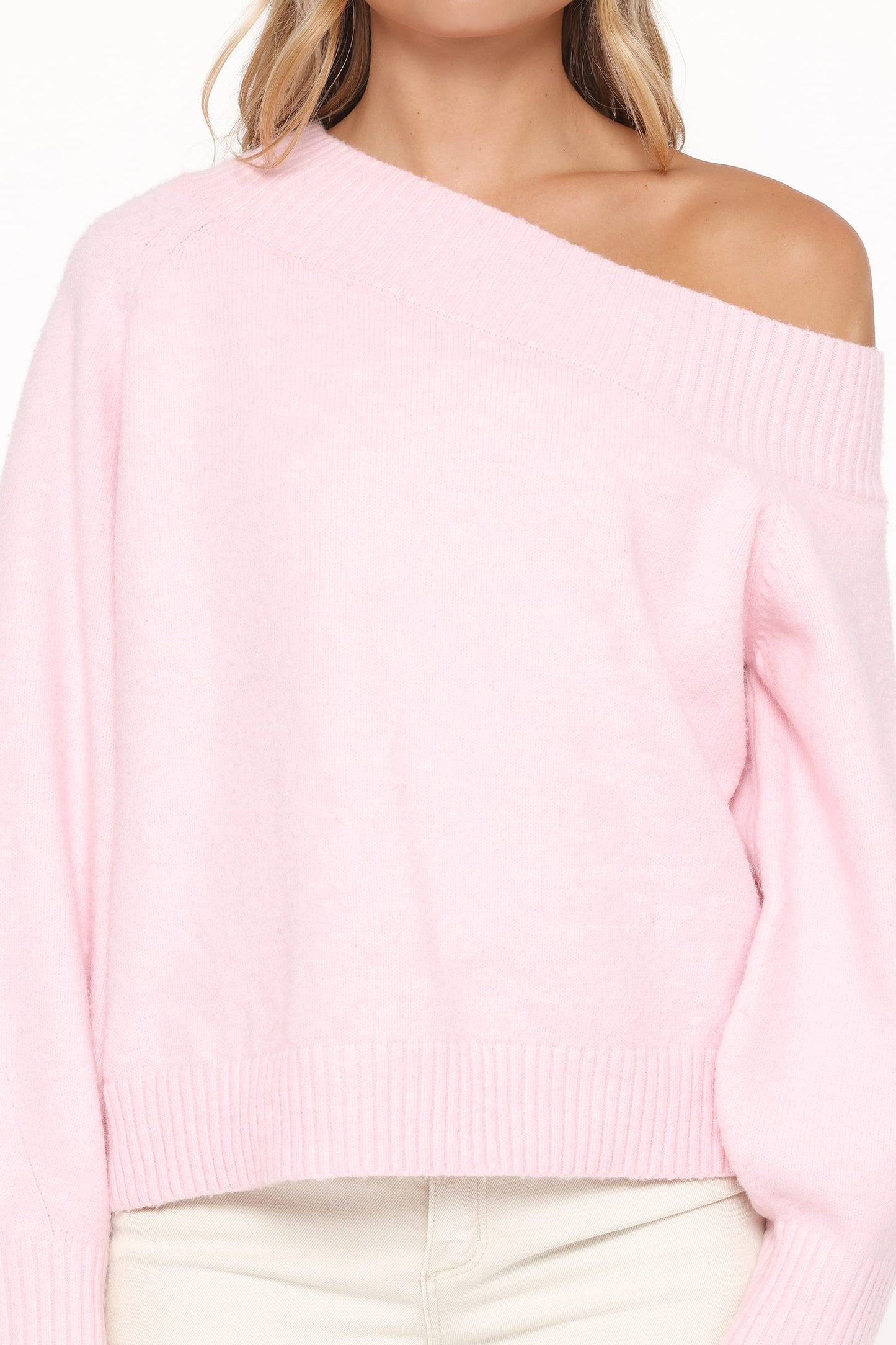Ailis Off Shoulder Sweater - Pink