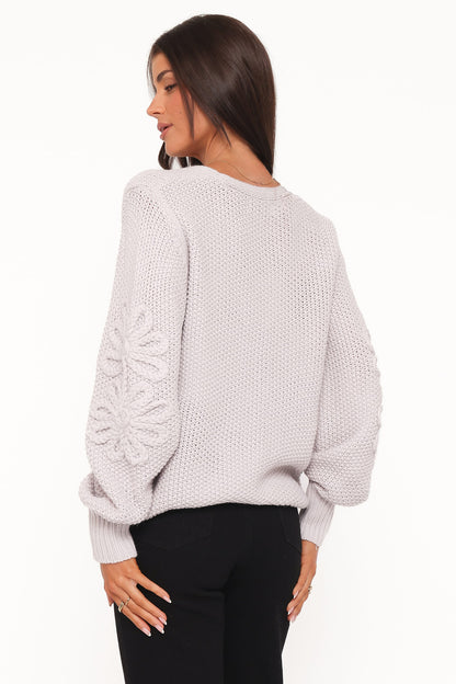 Arcadia Floral Cardigan - Light Grey