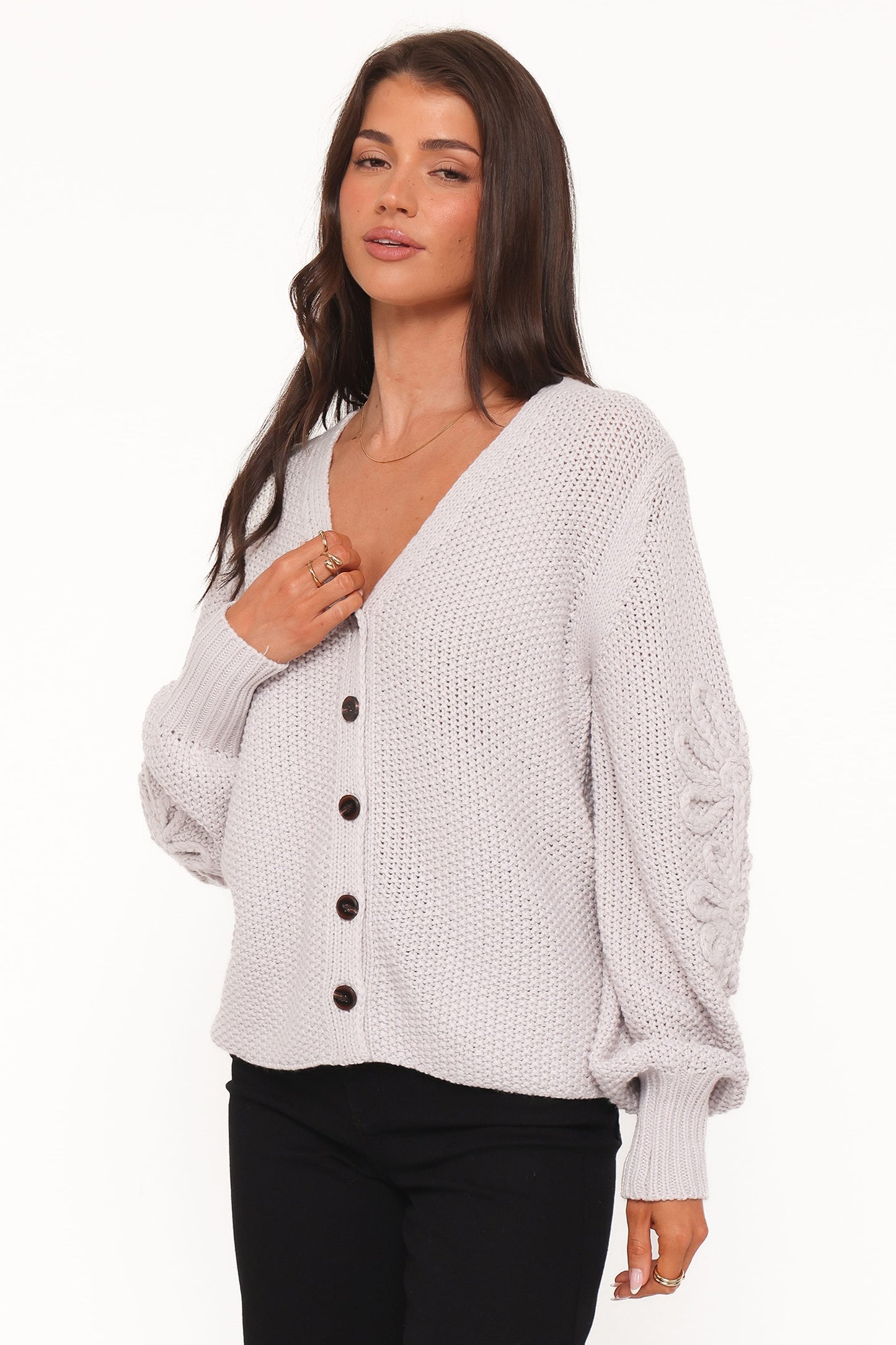 Arcadia Floral Cardigan - Light Grey