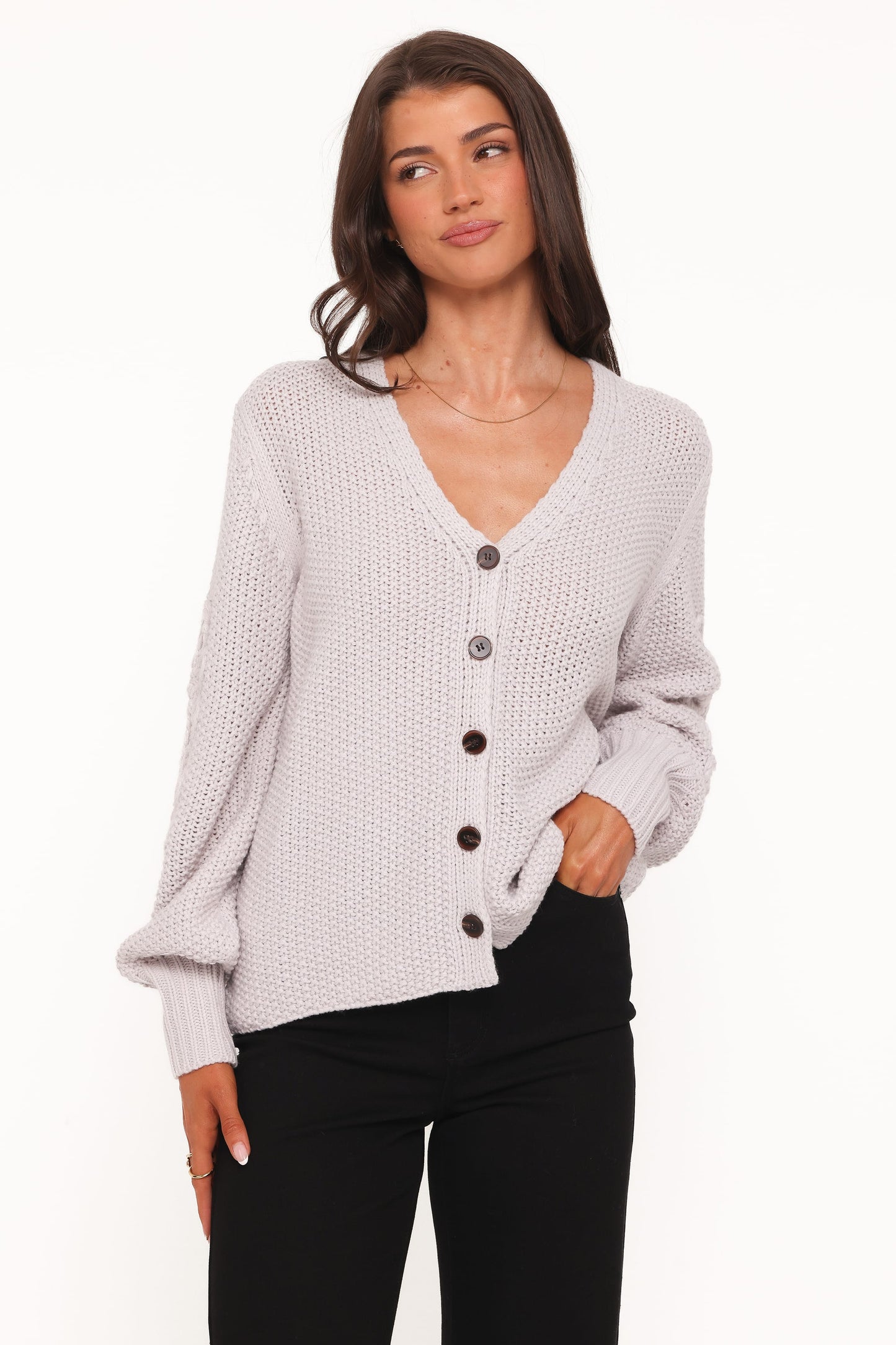 Arcadia Floral Cardigan - Light Grey
