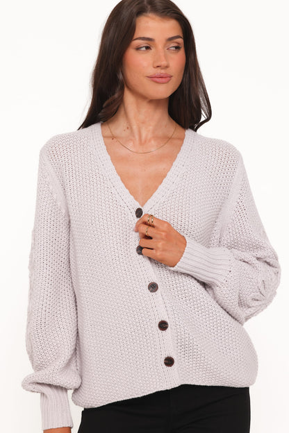 Arcadia Floral Cardigan - Light Grey