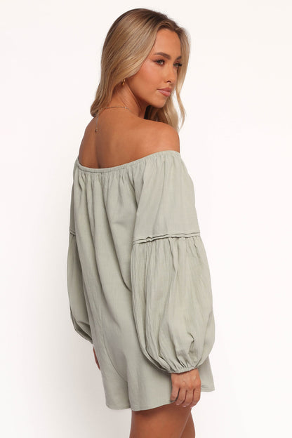 Anette Long Sleeve Playsuit - Sage