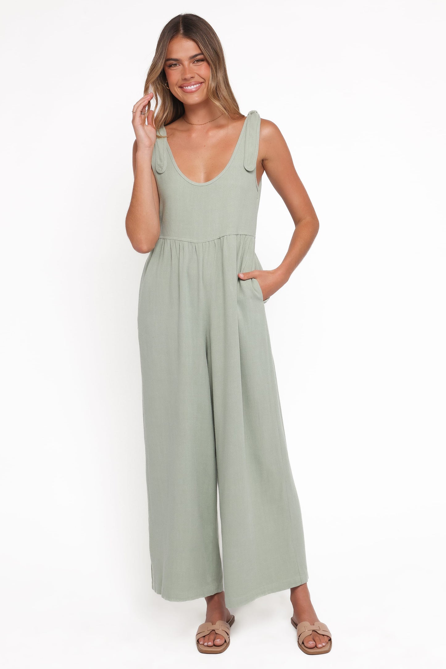 Ayla Linen Jumpsuit - Sage