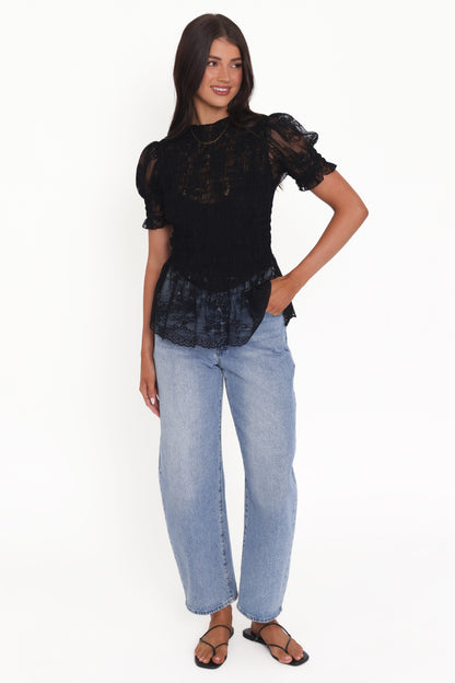 Adeline Peplum Top - Black