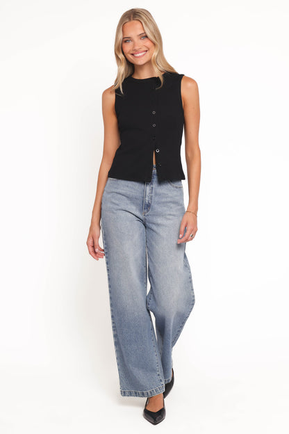 Agatha Asymmetrical Knit Top - Black