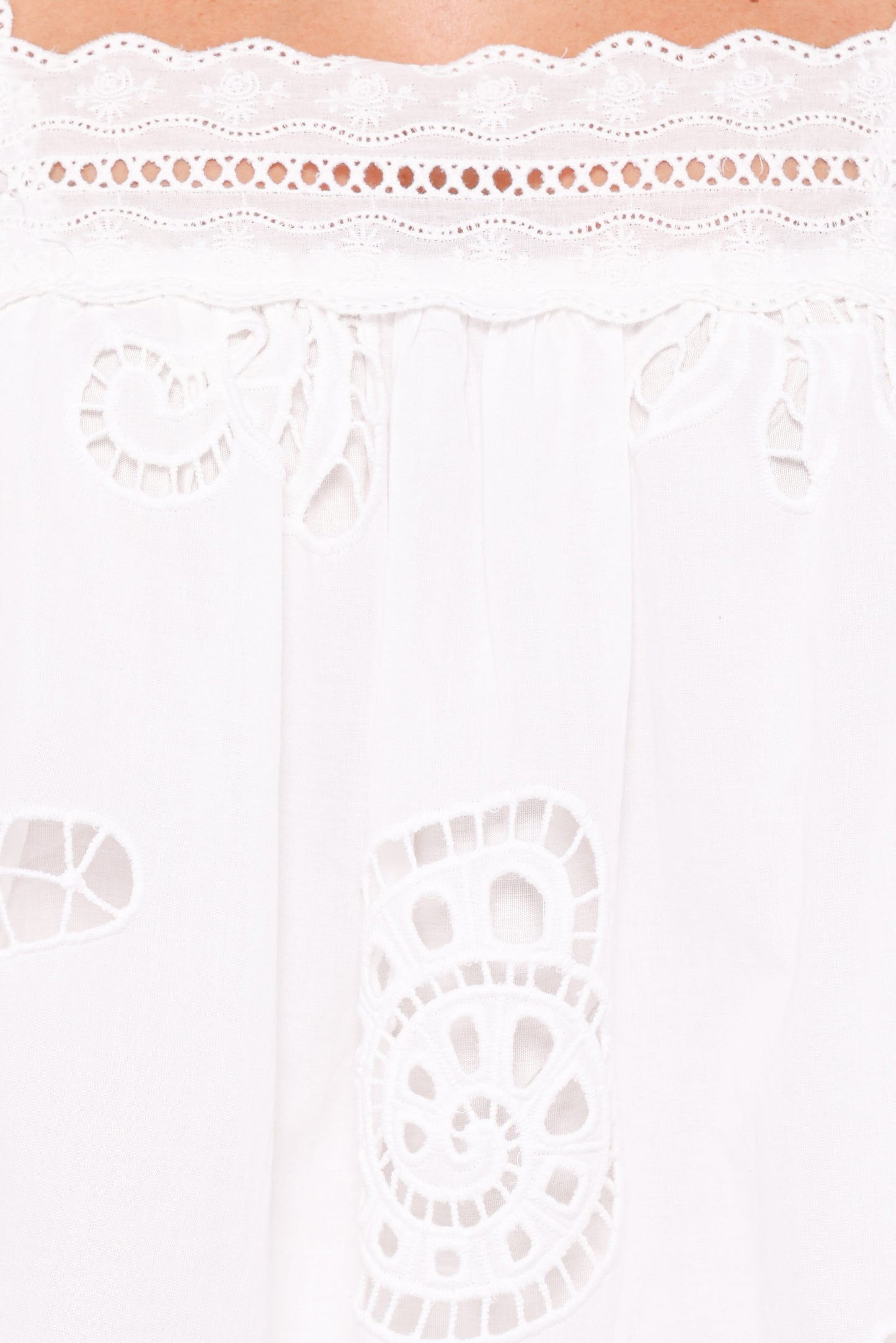 Aideen Eyelet Top - White Shell