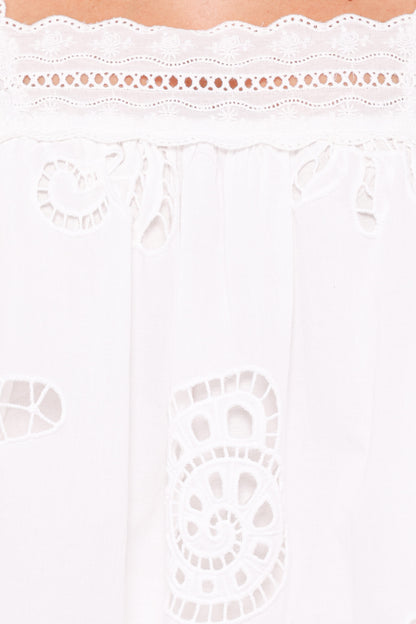 Aideen Eyelet Top - White Shell