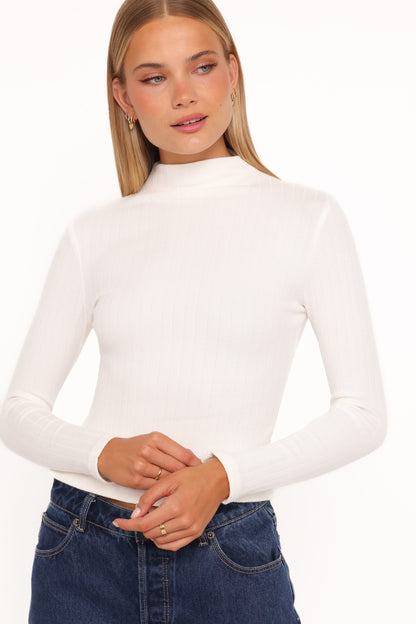 Andromeda Ribbed Knit Top - Ivory