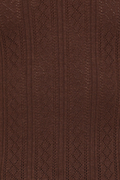 Aquila Pointelle Knit Top - Chocolate