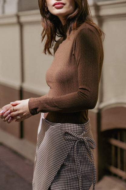 Aquila Pointelle Knit Top - Chocolate