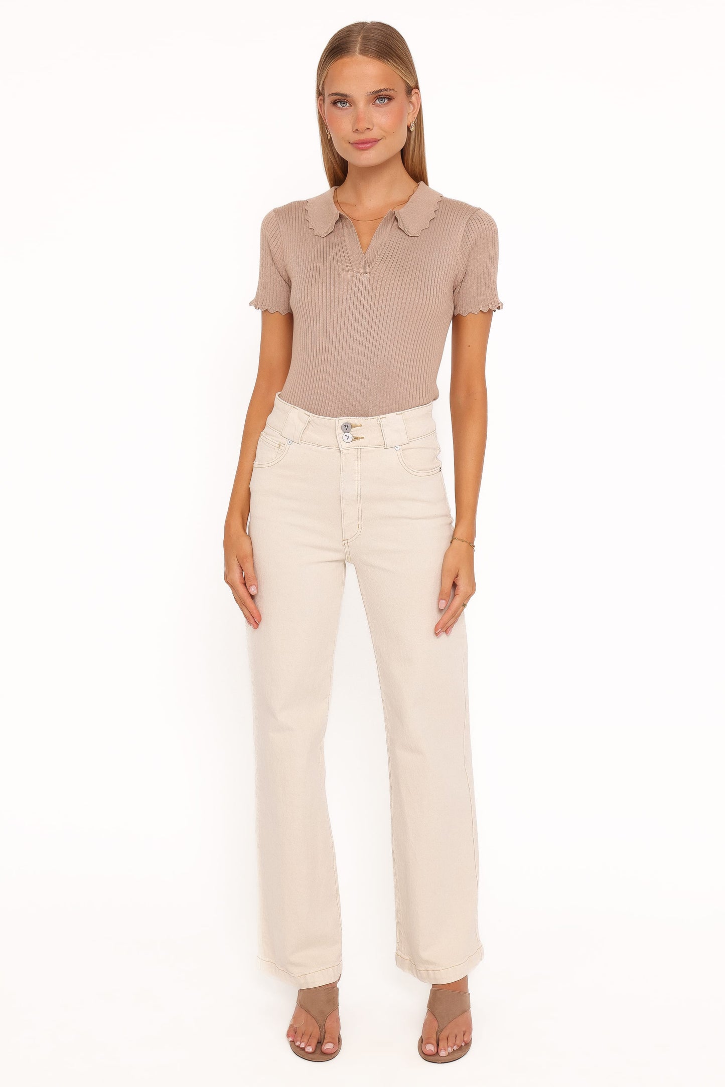Aradia Scallop Collar Polo - Grey Morn