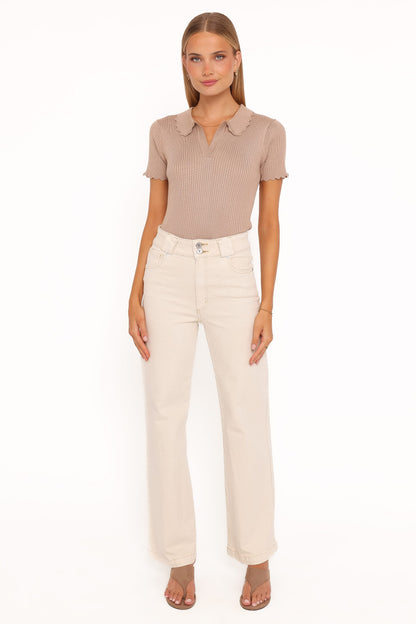 Aradia Scallop Collar Polo - Grey Morn