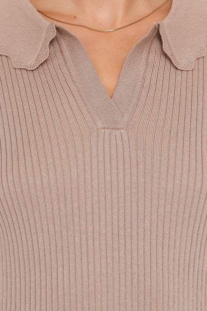 Aradia Scallop Collar Polo - Grey Morn