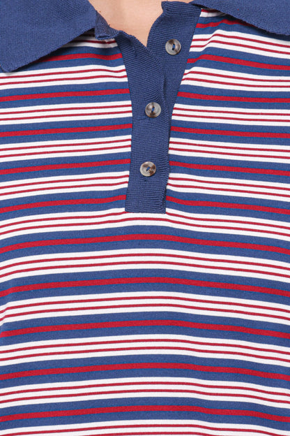 Beau Long Sleeve Jersey Top - Navy Stripe