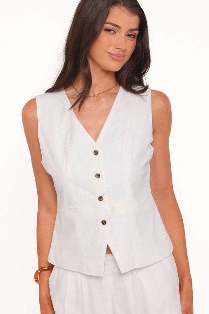 Bell Linen Vest - Cream