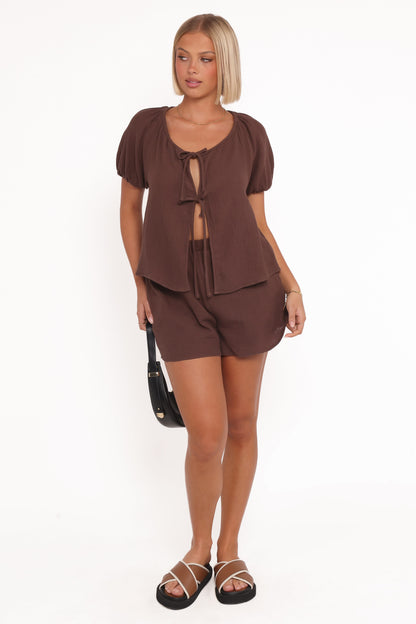 Bonnie Short Sleeve Top - Chocolate Brown