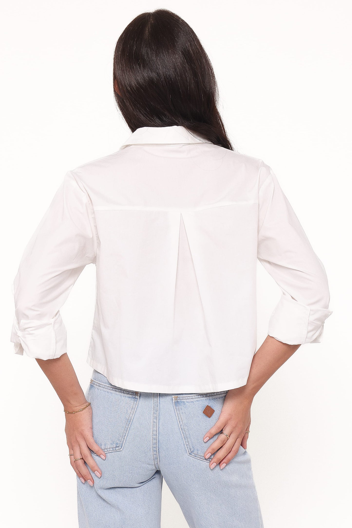 Bronagh Cropped Button Up Shirt - White