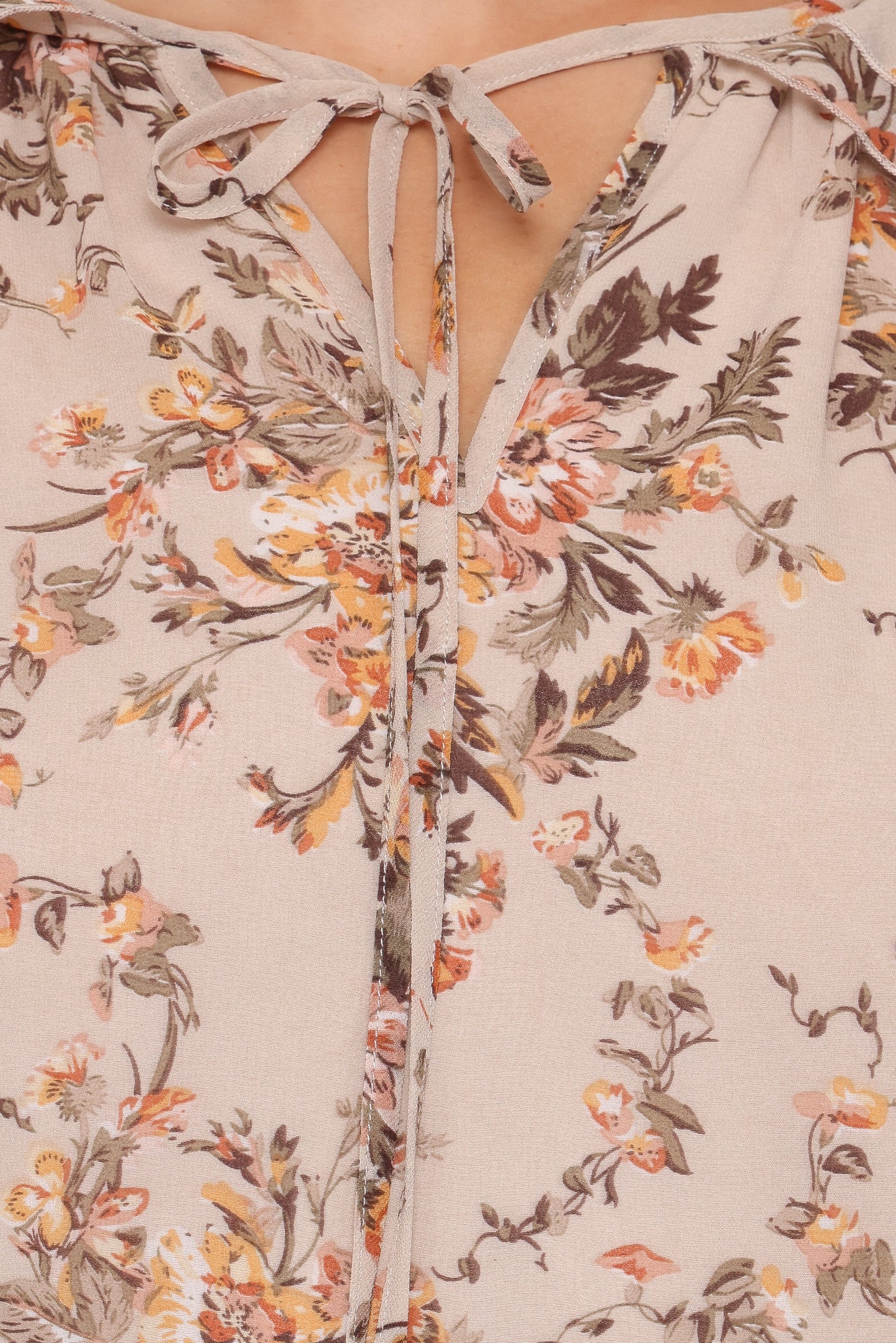Caecilia Frill Top - Beige Floral