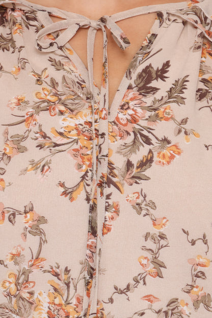 Caecilia Frill Top - Beige Floral