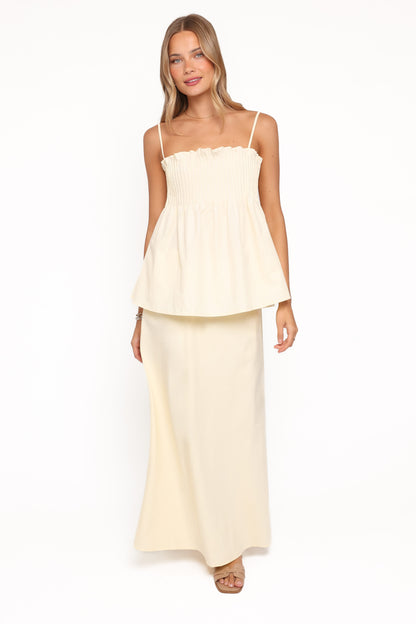 Carson Pleated Top - Butter Yellow
